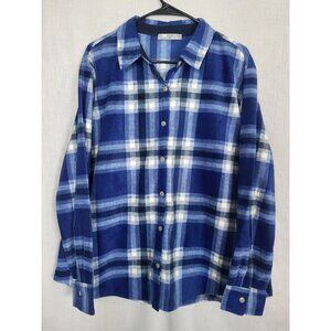 Lee Riders Fleece Shirt Women's XL Blue Plaid Super Soft Fall Comfy Lounge